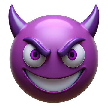 Purple evil devil emoji isolated on transparent background