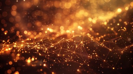 Futuristic plexus network in deep space with glowing particles and connecting lines