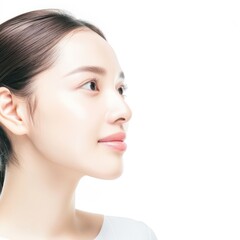 Fototapeta premium Radiant Woman with Flawless Complexion Smiling Gracefully - Beauty and Skincare Concept, Generative Ai