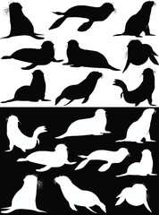 navy seal silhouettes isolated on black and white background