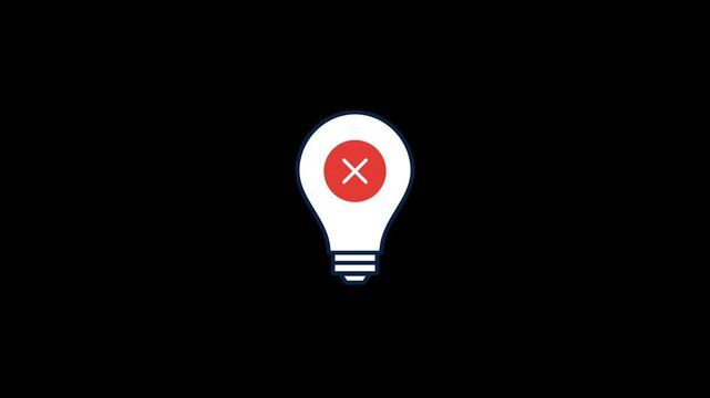 Crossmark in Light Bulb Animation with transparent background 