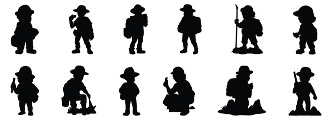 Archaeologist silhouette set vector design big pack of illustration and icon