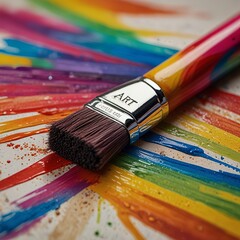 Fototapeta premium A colorful brush with the word art