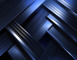 Obraz premium Abstract metallic blue background with stripes and lines. 3d render illustration