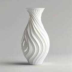 3d render of white ceramic vase. white decoration vase