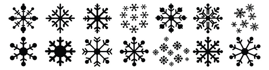 Snowflake silhouette set vector design big pack of illustration and icon