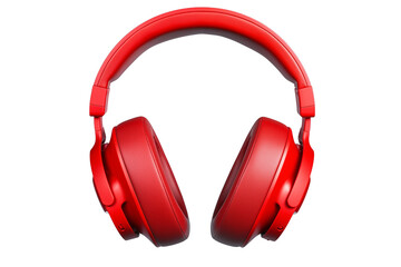 PNG cutout of red headphone gaming headset front view isolated on transparent background