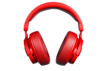 PNG cutout of red headphone gaming headset front view isolated on transparent background