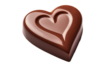 PNG cutout of heart shaped chocolate with smooth surface ganache center isolated on transparent background