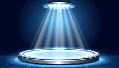 Background, a beam of light illuminates the destination of success