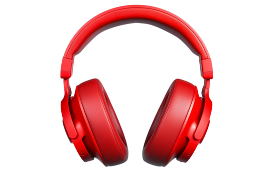 PNG cutout of red headphone gaming headset front view isolated on transparent background