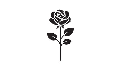 Roses tattoo. Black roses vector design. Black silhouette of rose, Valentines day silhouette of rose element set. Romantic silhouette of rose