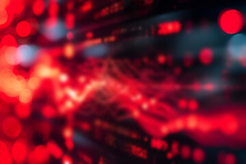 Naklejka premium Red sinuous patterns evoke advanced tech networks on a stark backdrop