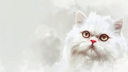 White background with Persian cat