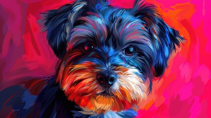 Vibrant Abstract Painting of a Yorkshire Terrier Dog