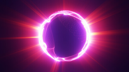 Energy Sphere. Cool particle background, create a sphere emitting a powerful glow 