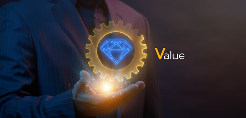 Growth value, increasing value added to business product and service. Business and finance growth...