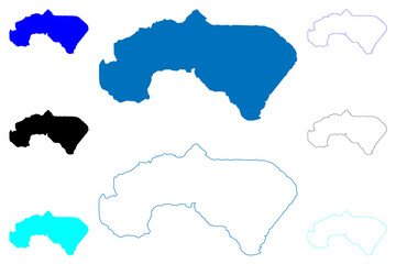 Lake Burgas (Republic of Bulgaria) map vector illustration, scribble sketch Vaya or Burgasko ezero map