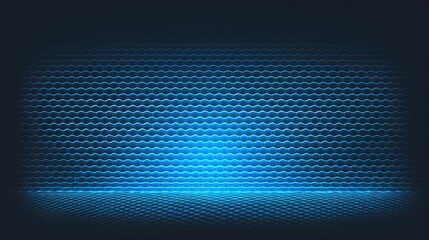 Futuristic Blue Hexagonal Grid Background with Glowing Light Effect in Dark Space