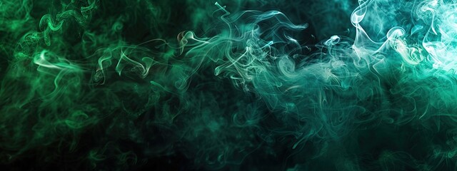 Abstract Green and White Smoke Swirls