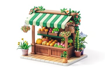 Isolated fresh vegetable stall illustration

