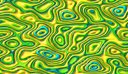 Abstract green and yellow fluid pattern background. Digital art design.