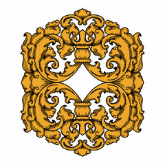 Isolated ornamental design. Ornamental elements for your designs. Floral carving decoration for postcards, invitations, social media or wedding.