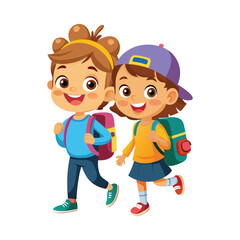 Children back to school Silhouette Vector with White background