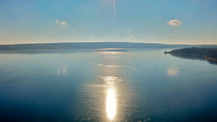 Fototapeta premium Luftbild - Winter Geltower see und die Havel