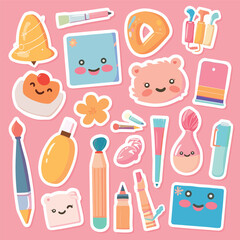 Cute kawaii stationery stickers collection for school supplies