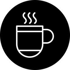 Hot Coffee Vector Line White Circle Black