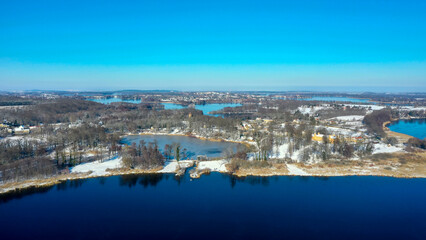 Fototapeta premium Luftbild - Winter Geltower see und die Havel