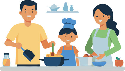 Fototapeta premium Family cooking together in the kitchen