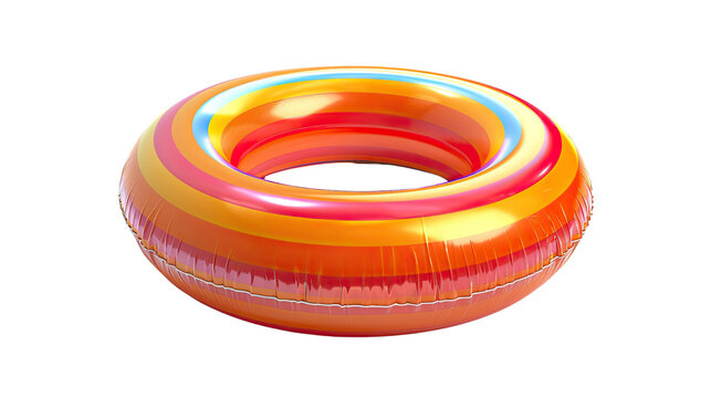 Inflatable swimming ring on a transparent background