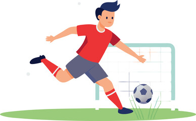 Fototapeta premium Boy playing soccer on a field