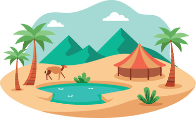 Obraz premium Luxurious beach resort with palm trees and cabanas