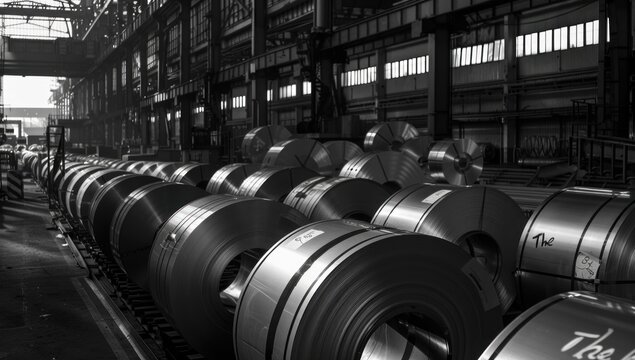 Rolls of Steel in a Factory Setting