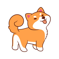 Attractive Adorable Shiba Inu Vector is standing happily