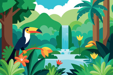 Obraz premium Tropical rainforest with diverse wildlife