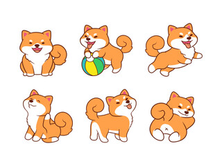 Adorable Shiba Inu Vector attractive cheerful having fun