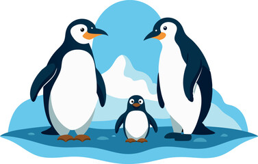 Obraz premium Penguin family standing on ice