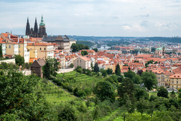 Obraz premium Cityscape view of Prague, capital of Czech republic, view from the Strahov monastery