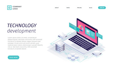 Template isometric technology landing page