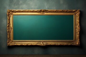 Antique gold picture frame on white background. 3d illustration.