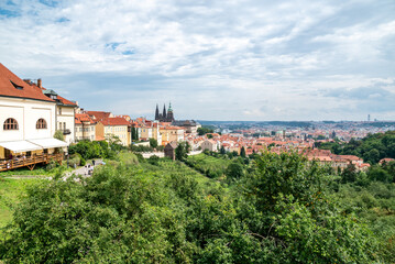 Cityscape view of Prague, capital of Czech republic, view from the Strahov monastery