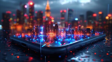 Obraz premium Cityscape on a Smartphone