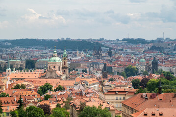 Fototapeta premium Cityscape view of Prague, capital of Czech republic, view from the Strahov monastery