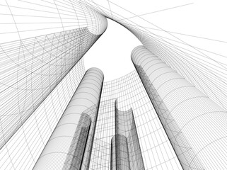 abstract architecture vector 3d illustration