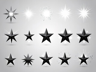 Fototapeta premium Vector collection of star logos and small icons on an isolated background