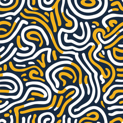 Obraz premium Abstract Seamless Pattern with Yellow and White Lines on Navy Blue Background